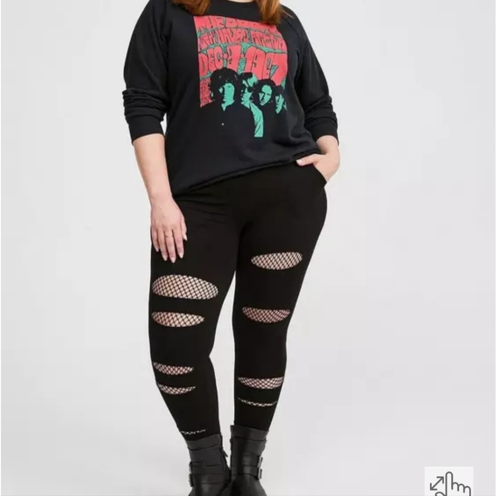 Torrid Black Woman's Leggings with Mesh Accents